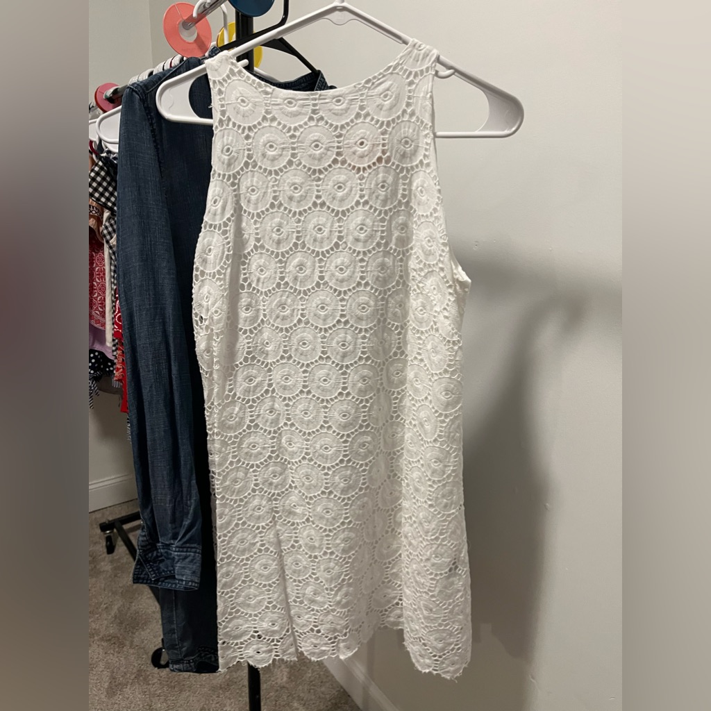 Ruby Rd Brand White Eyelet Fitted Mini Sundress Ruby Rd Brand White Eyelet Fitted Mini Sundress